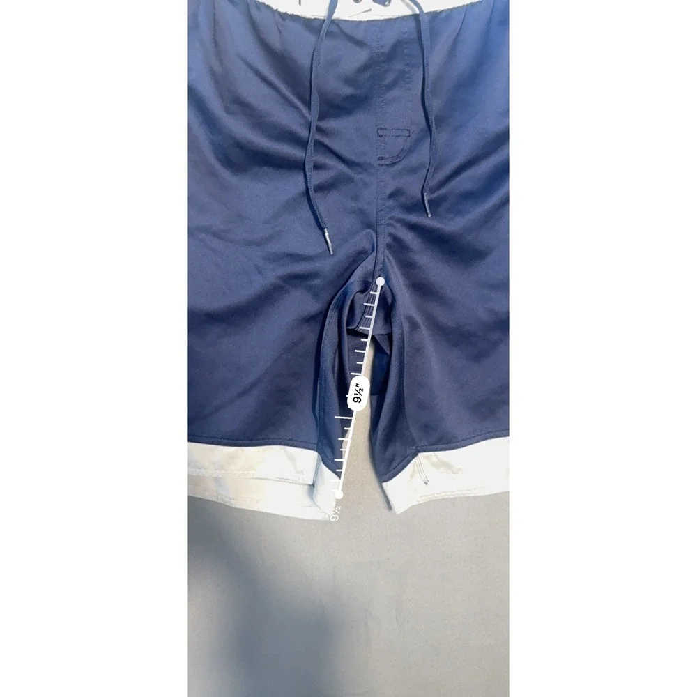 Nike Swim Trunks Mens Large Navy Blue White Colorblock Mesh Lined Board Shorts